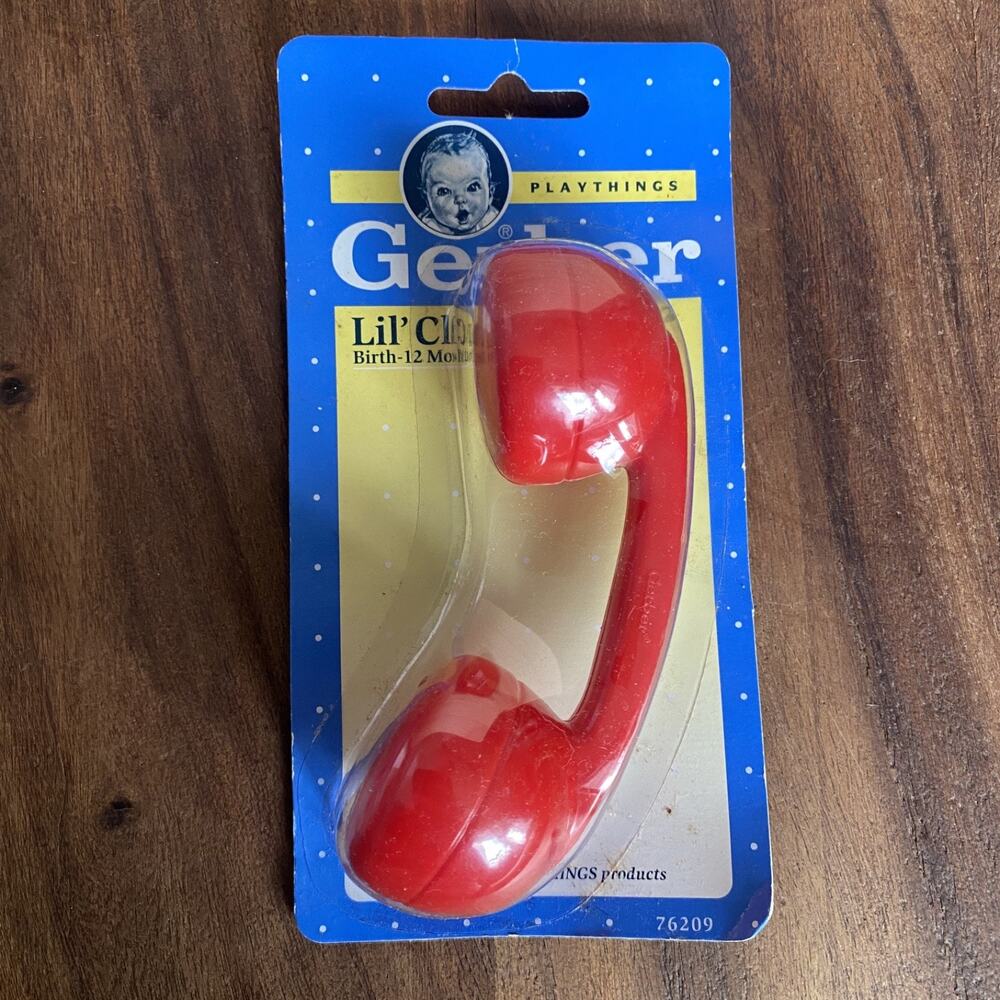 New Gerber Lil Clutch Red Telephone Baby Rattle Teether 1998 Vintage